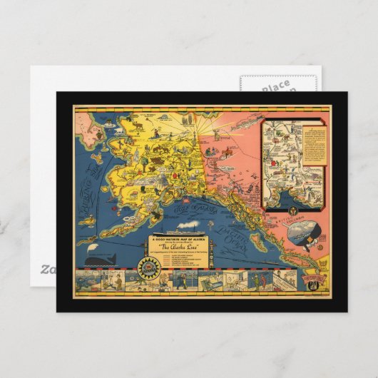 Toeristische Kaart van Alaska uit het verleden (Voorkant / Achterkant)