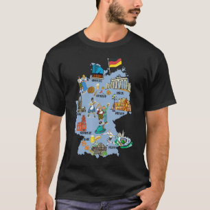 Toeristische kaart van Duitsland met bezienswaardi T-shirt