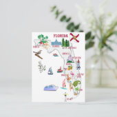 Toeristische kaart van Florida met landmerken (Staand voorkant)