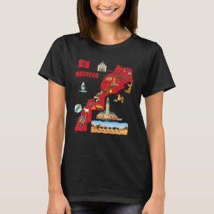 Toeristische kaart van Marokko Belangrijkste sted T-shirt