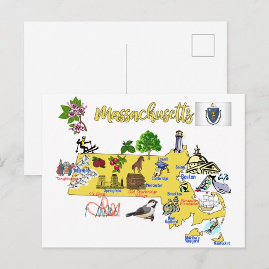 Toeristische kaart van Massachusetts (Voorkant / Achterkant)