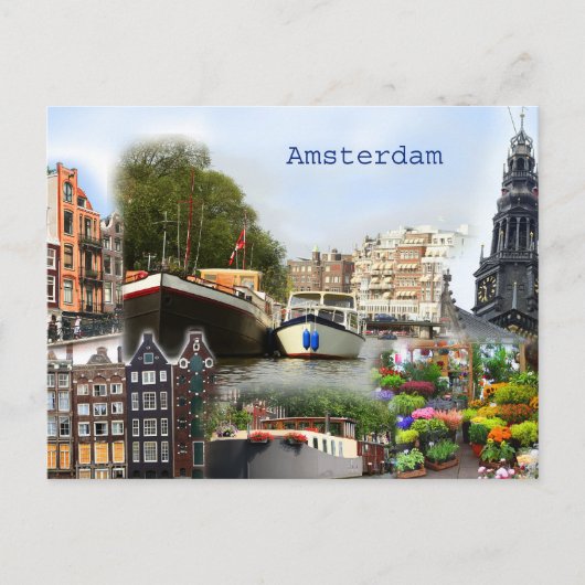 Toeristische sites van Amsterdam Briefkaart (Voorkant)