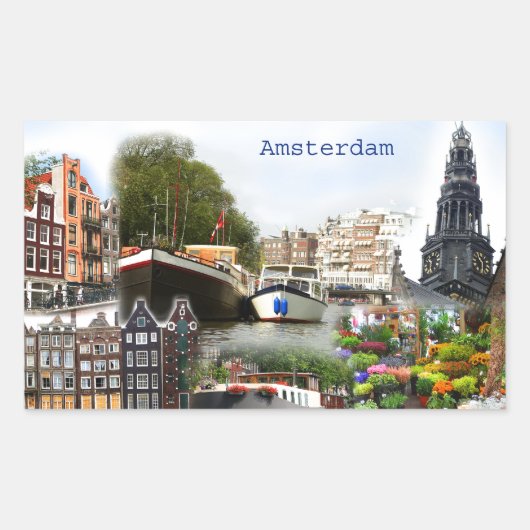 Toeristische sites van Amsterdam Rechthoekige Sticker (Voorkant)