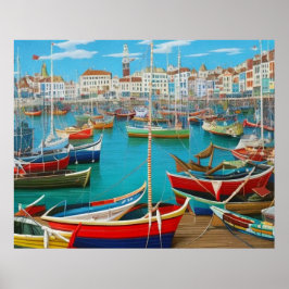 Toeristische stad Modern-haven fantasie Poster