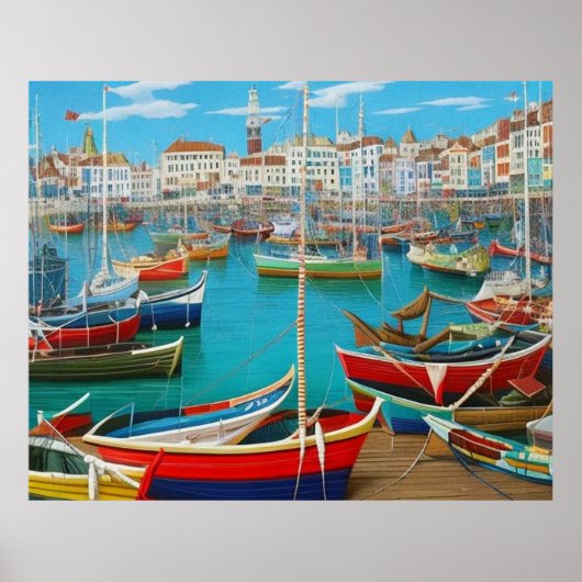 Toeristische stad Modern-haven fantasie Poster (Voorkant)