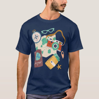 Toeristische Vakantie Kostuum Camera Paspoortreize T-shirt