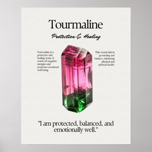 Toermalijn Gem Crystal Betekenis Kaart Poster (Voorkant)
