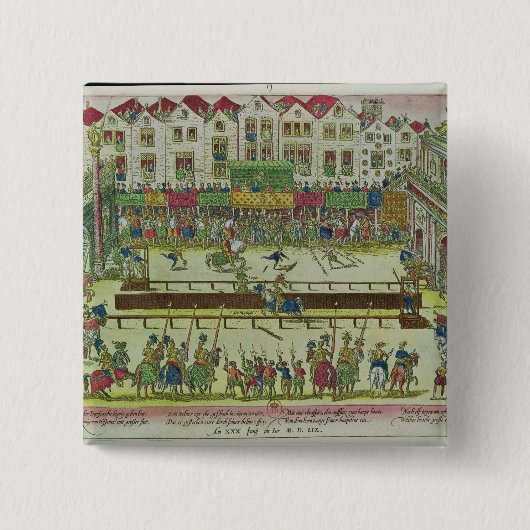 toernooi van Henri II Vierkante Button 5,1 Cm (Voorkant)