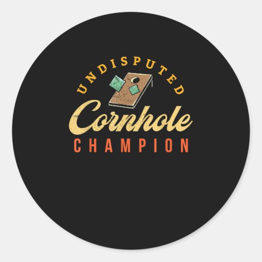 Toernooi Winnaar Cornhole Champ Ronde Sticker (Voorkant)