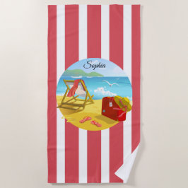 Toes in de handdoek van de zand-vacatiedoek