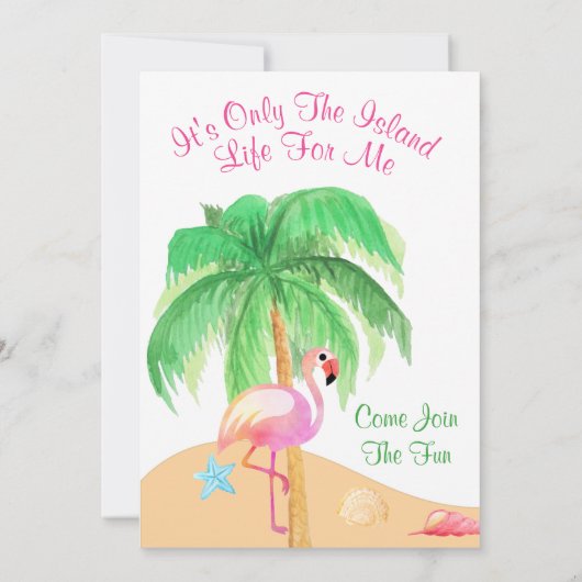 Toes in de Uitnodiging van de partij Sand Flamingo (Achterkant)