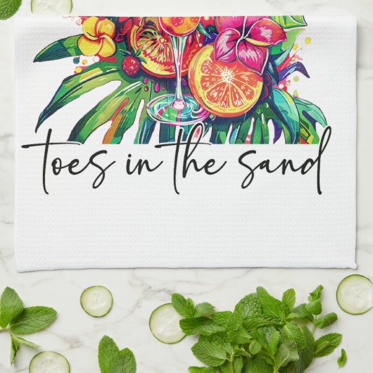 Toes in the Sand, Drink in My Hand, Tropical Drink Theedoek (Gevouwen)