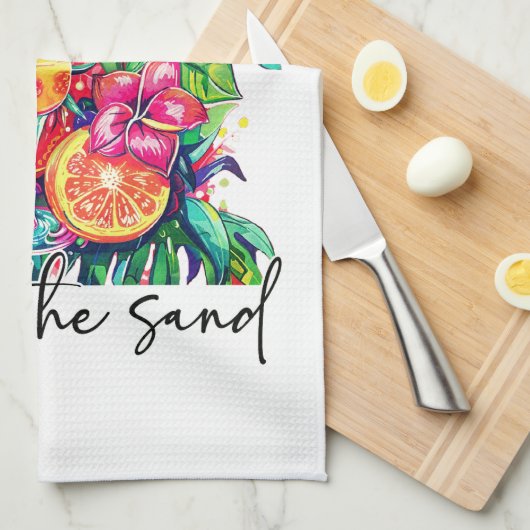 Toes in the Sand, Drink in My Hand, Tropical Drink Theedoek (Quarter Fold)