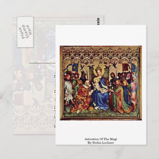 Toeslaging van de Magi door Stefan Lochner Briefkaart (Voorkant / Achterkant)