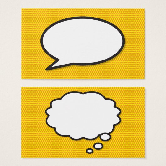 Toespraak en denk na over bubbels in het stripboek visitekaartjes (Voorkant /achterkant)