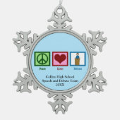 Toespraak en discussieteam - Aangepast blauw kerst Tin Sneeuwvlok Ornament (Voorkant)