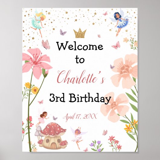 Toespraak Magical Garden Forest Birthday Welkom Poster (Voorkant)