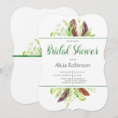 Toespraak van de Feather en de Foliage Boho Bridal Kaart (Voorkant / Achterkant)