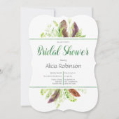 Toespraak van de Feather en de Foliage Boho Bridal Kaart (Voorkant)