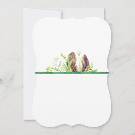 Toespraak van de Feather en de Foliage Boho Bridal Kaart (Achterkant)