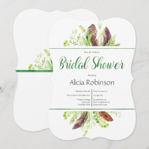Toespraak van de Feather en de Foliage Boho Bridal Kaart