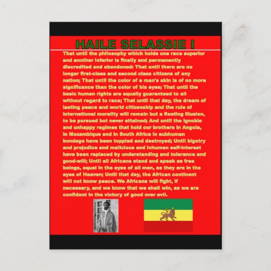 Toespraak van Haile Selassie tijdens de beroemde o Briefkaart (Voorkant)