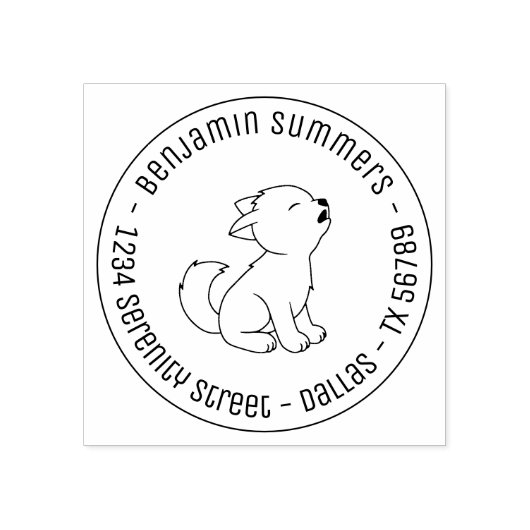 Toespraak Wolf Pup Ronde Rubberstempel (Afrduk)