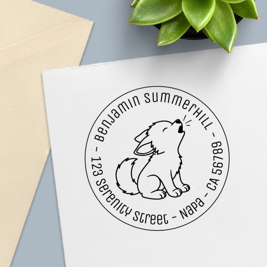 Toespraak Wolf Pup Ronde Zelfinktende Stempel