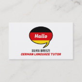 Toespraakballon, Duitse taaltrouwerij, leraar Visitekaartje (Voorkant)