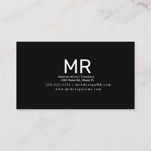 Toespraakvertaler Bilingual Language Teacher Visitekaartje (Achterkant)