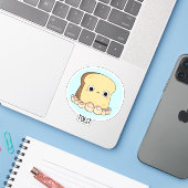 Toest Grappige Toast Met Tenen Pun Sticker (Laptop met iPhone)