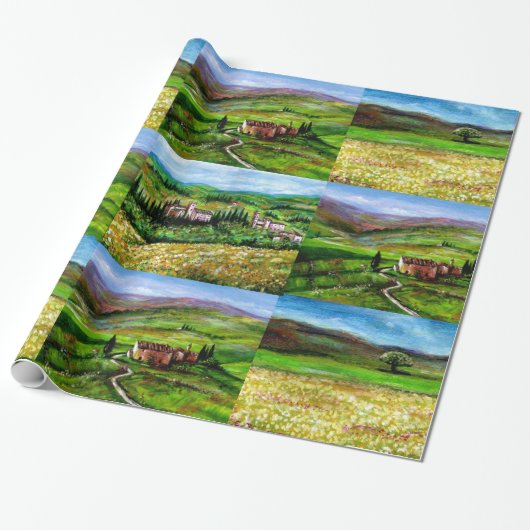 TOESTAND LANDSCAPE, GROENE HILLEN GEEL VELDEN VAN  CADEAUPAPIER (Uitgerold)