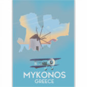 Toestand van de reiskaart van Mykonos Griekenland Sticker (Voorkant)