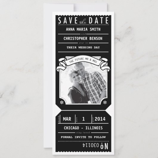 Toestel voor theaterafspeelbiljet Foto opslaan Dat Save The Date (Voorkant)