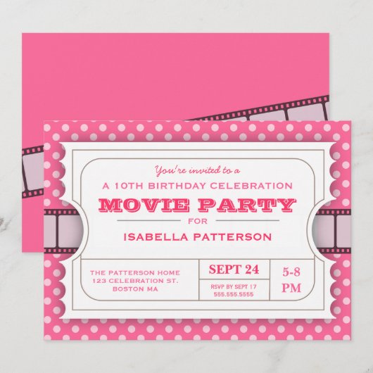 Toestel voor toelating filmpartij | Roze Kaart (Voorkant / Achterkant)