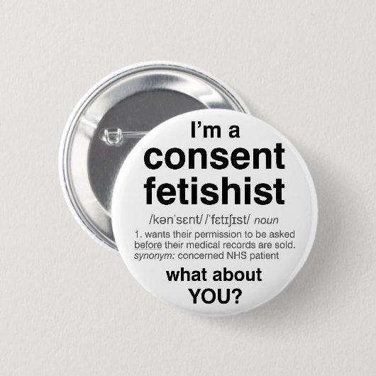 Toestemming Fetishist badge (standaard) Ronde Button 5,7 Cm (Voorkant /achterkant)