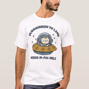 Toestemming om te landen: Intergalactische Cat Pil T-shirt