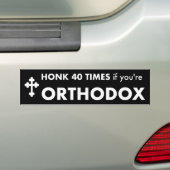 Toeter 40 keer als je orthodoxe bumpersticker bent (Op auto)