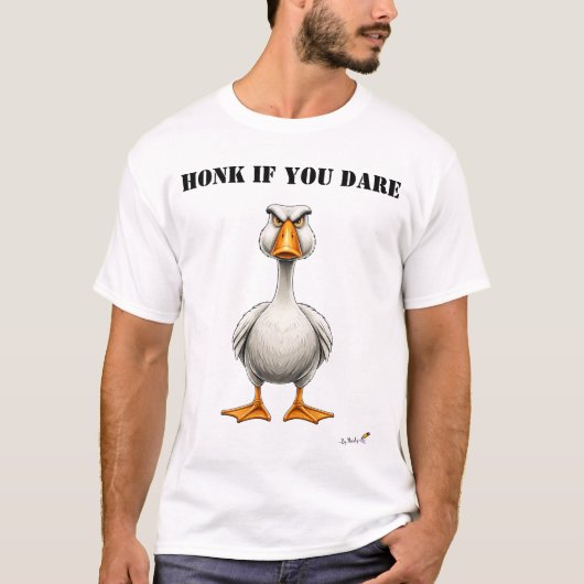 Toeter Als Je Durft Grappig Boze Gans T-Shirt (Voorkant)