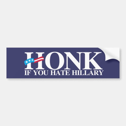Toeter als je Hillary haat - Anti-Hillary - wit -. Bumpersticker (Voorkant)