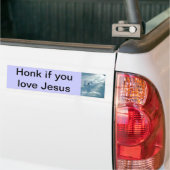 Toeter als je van Jezus houdt 2 Bumpersticker (Op Truck)