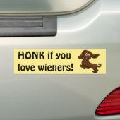 TOETER als je van worstjes houdt, grappige dachshu Bumpersticker (Op auto)
