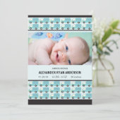 Toeter! Blauwe vrachtwagens baby jongen geboorteaa Aankondiging (Staand voorkant)