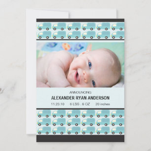 Toeter! Blauwe vrachtwagens Jongens Baby Geboortea Aankondiging