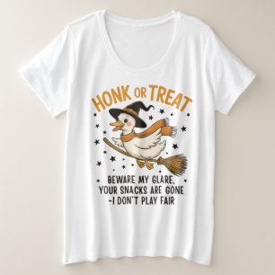 Toeter of Behandeling Grappige Halloween Gans Grote Maat T-shirt