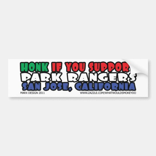 toeter steun parkwachters bumpersticker (Voorkant)
