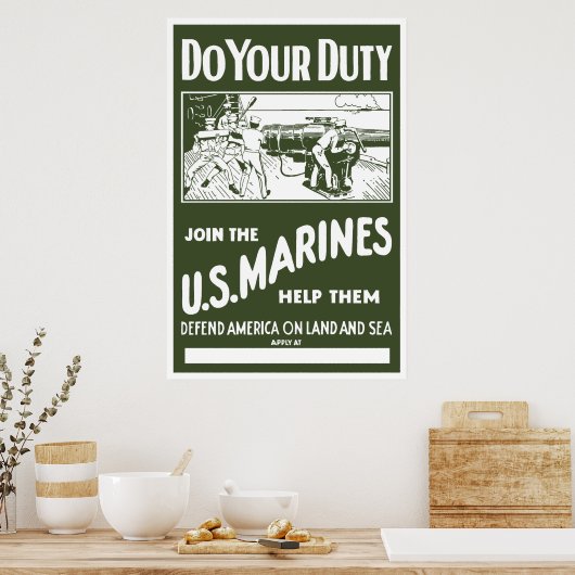 Toetreding tot de Amerikaanse mariniers — WW2 Poster (Keuken)