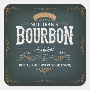  toets ADD NAAM American Bourbon Whiskey Bar Vierkante Sticker