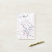 Toets van Rose Witte & Grijze Marmer Trendy Chic Post-it® Notes (Op bureau)