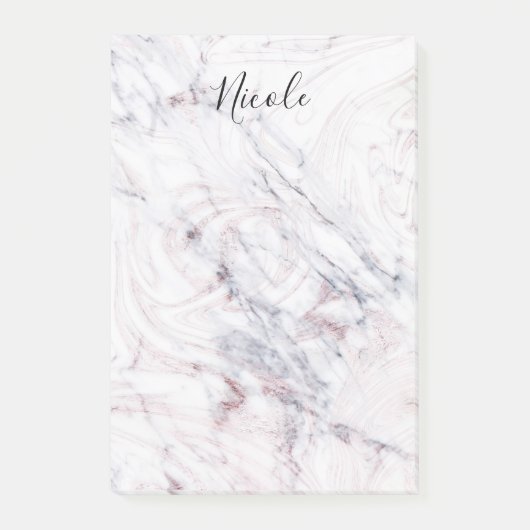 Toets van Rose Witte & Grijze Marmer Trendy Chic Post-it® Notes (Voorkant)